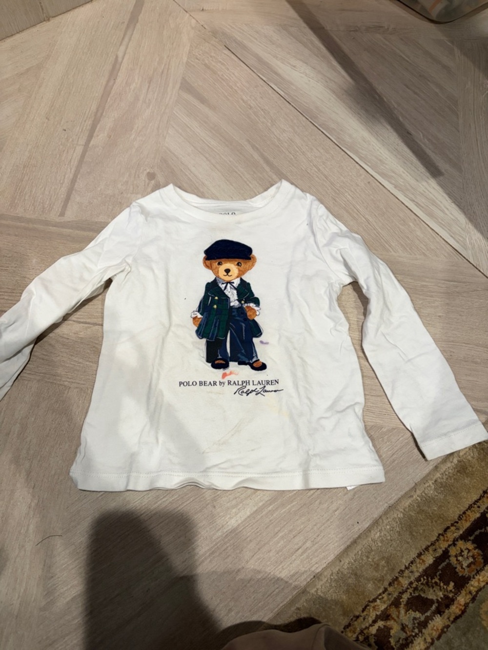 Ralph Lauren White Long-Sleeve Polo Bear Tee